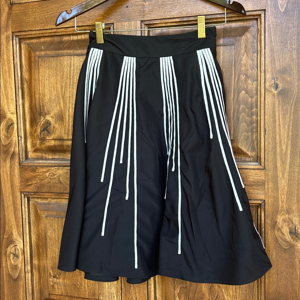 The Limited Black A-Line Skirt with White Stripes